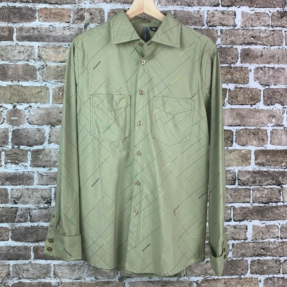 Oakley Mens Shirt Double Cuff Size Medium Tan